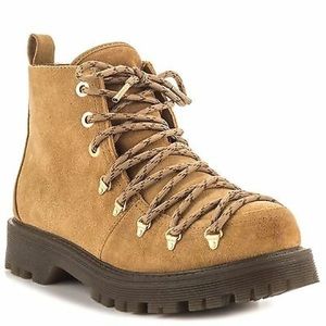 Kane Camel Brown Lace Up Combat Suede Boots